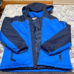 Roebuck & Co Boys Puffer Jacket L 14/16 Hooded Blue Comfort Pockets Coat